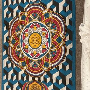 Large Psychadelic Geometric Mandala Wall Tapestry